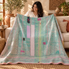 Aqua Mint Green Vintage Kantha Quilt 60 x 90 Inches – Handmade Cotton Patchwork Bedspread – One of a Kind - Image 3