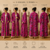 Hot Pink Floral Bird Print Cotton Long Kimono Robe for Women – Boho Maxi Kimono Jacket, Free Size with Pockets - Image 5