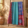 Vintage Pink Kantha Quilt – Handmade Floral Recycled Sari Cotton Bedspread Boho Throw, MN-VKQ-TW-1345 - Image 5