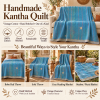 Sky Blue Vintage Kantha Quilt 60 x 90 Inches – Handmade Cotton Bedspread Throw – One of a Kind - Image 4