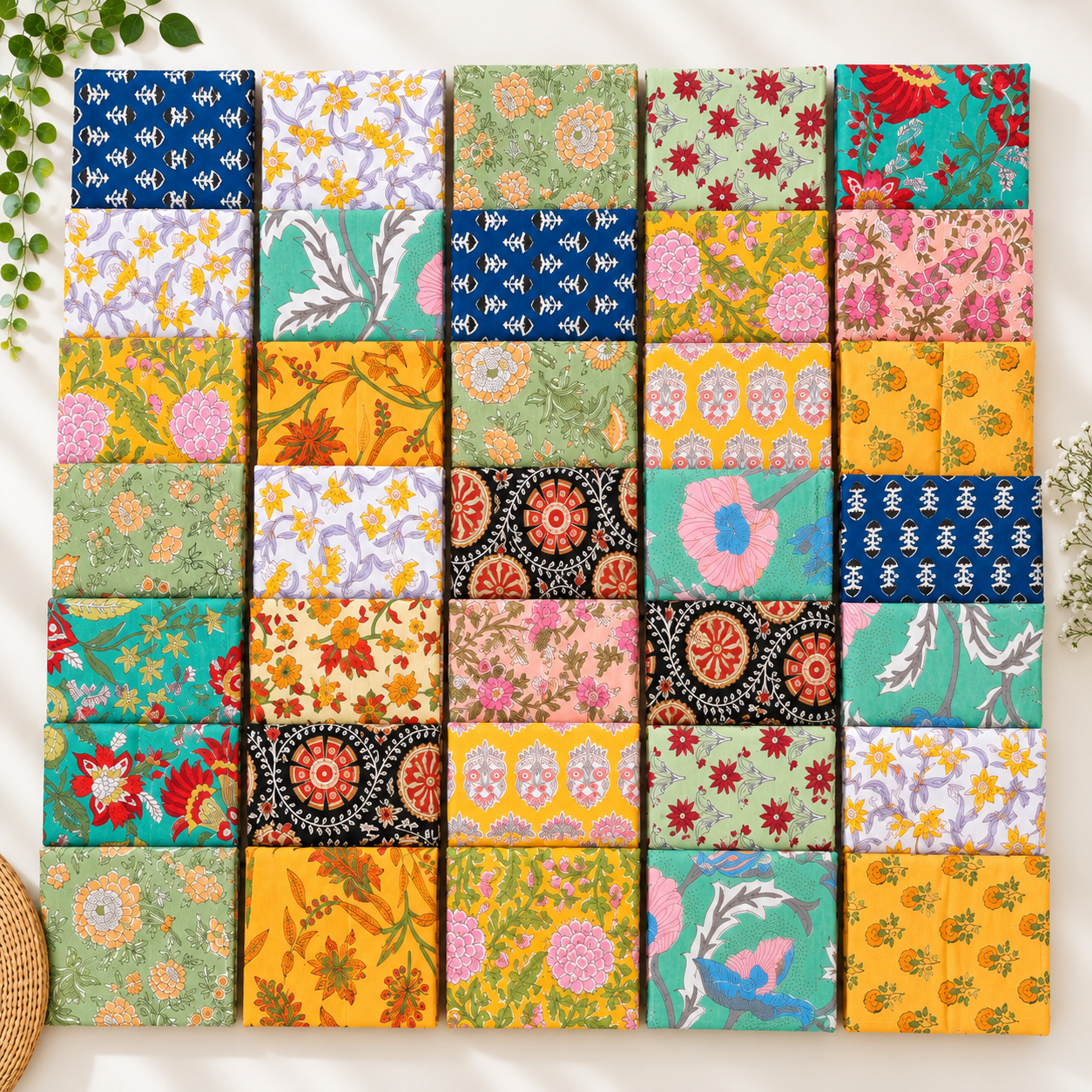 20 Pcs Cotton Napkins 16x16 Inches – Floral Block Print Cloth Dinner Napkins – Multicolor Assorted Table Napkin Set - Image 4