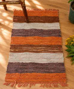 Alternative view of Handmade Cotton Chindi Rag Rug – Assorted Boho Woven & Tufted Floor Mat – Multicolor Recycled Fabric Rug