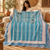 Vintage Blue Kantha Quilt 60x90 Inches – Hand Stitched Cotton Boho Bedspread & Sofa Throw - Image 3