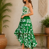 Green & White Floral Maxi Dress – Strapless Smocked Tiered Boho Summer Dress - Image 3