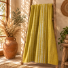 Vintage Handmade Kantha Quilt – Blue & Mustard Yellow Floral Recycled Sari Throw, Reversible Indian Bedspread - Image 5