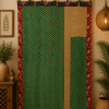 Green Vintage Kantha Curtain – Handmade Cotton Patchwork Boho Indian Window Door Curtain – 1 Pc - Image 2