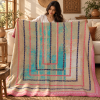 Vintage Turquoise Pink Kantha Quilt – Handmade Cotton Bedspread Throw 60 x 90 Inches - Image 3