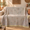 Vintage Handmade Kantha Quilt – Soft Grey Floral Cotton Bedspread, Hand Stitched Indian Throw, 60 x 90 Inches