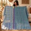 Vintage Blue Kantha Quilt – Handmade Cotton Patchwork Bedspread, Boho Throw 60 x 90 Inches - Image 3