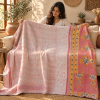 Blush Pink Vintage Kantha Quilt 60 x 90 Inches – Floral Handmade Cotton Bedspread – One of a Kind - Image 3