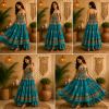 Turquoise Blue & Brown Printed Maxi Dress – Strapless Smocked Tiered Boho Summer Dress - Image 6