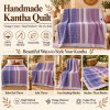 Purple & Lavender Vintage Kantha Quilt 60 x 90 Inches – Handmade Cotton Bedspread – One of a Kind - Image 4