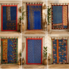 Blue Vintage Kantha Curtain – Handmade Cotton Patchwork Boho Indian Window Door Curtain – 1 Pc