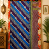 Blue Vintage Kantha Curtain – Handmade Cotton Patchwork Boho Indian Window Door Curtain – 1 Pc - Image 5