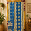 Blue Vintage Kantha Curtain – Handmade Cotton Patchwork Boho Indian Window Door Curtain – 1 Pc - Image 2