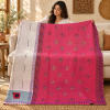 Vintage Hot Pink Kantha Quilt 60x90 Inches – Hand Stitched Cotton Boho Throw - Image 3
