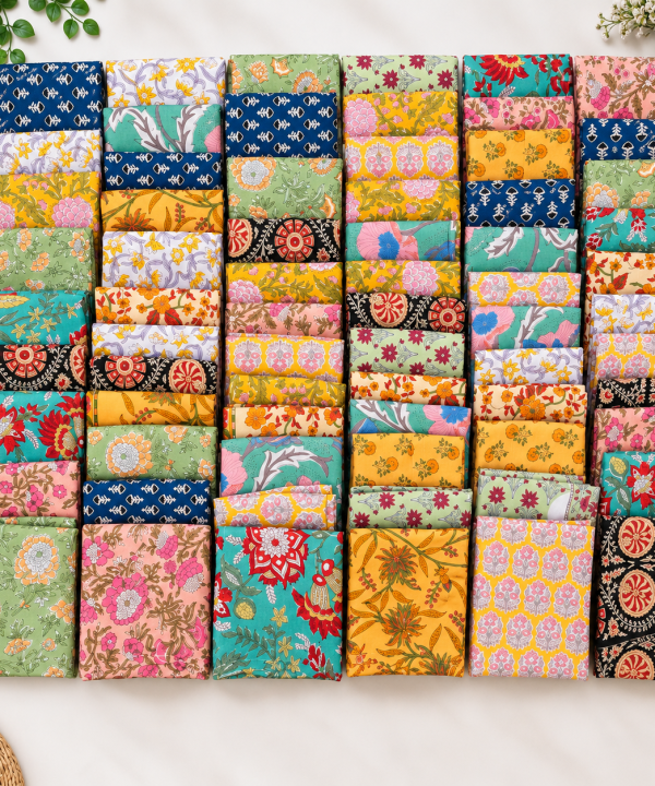 20 Pcs Cotton Napkins 18x18 Inches – Handmade Floral Block Print Cloth Napkins – Multicolor Assorted Dinner Napkin Set