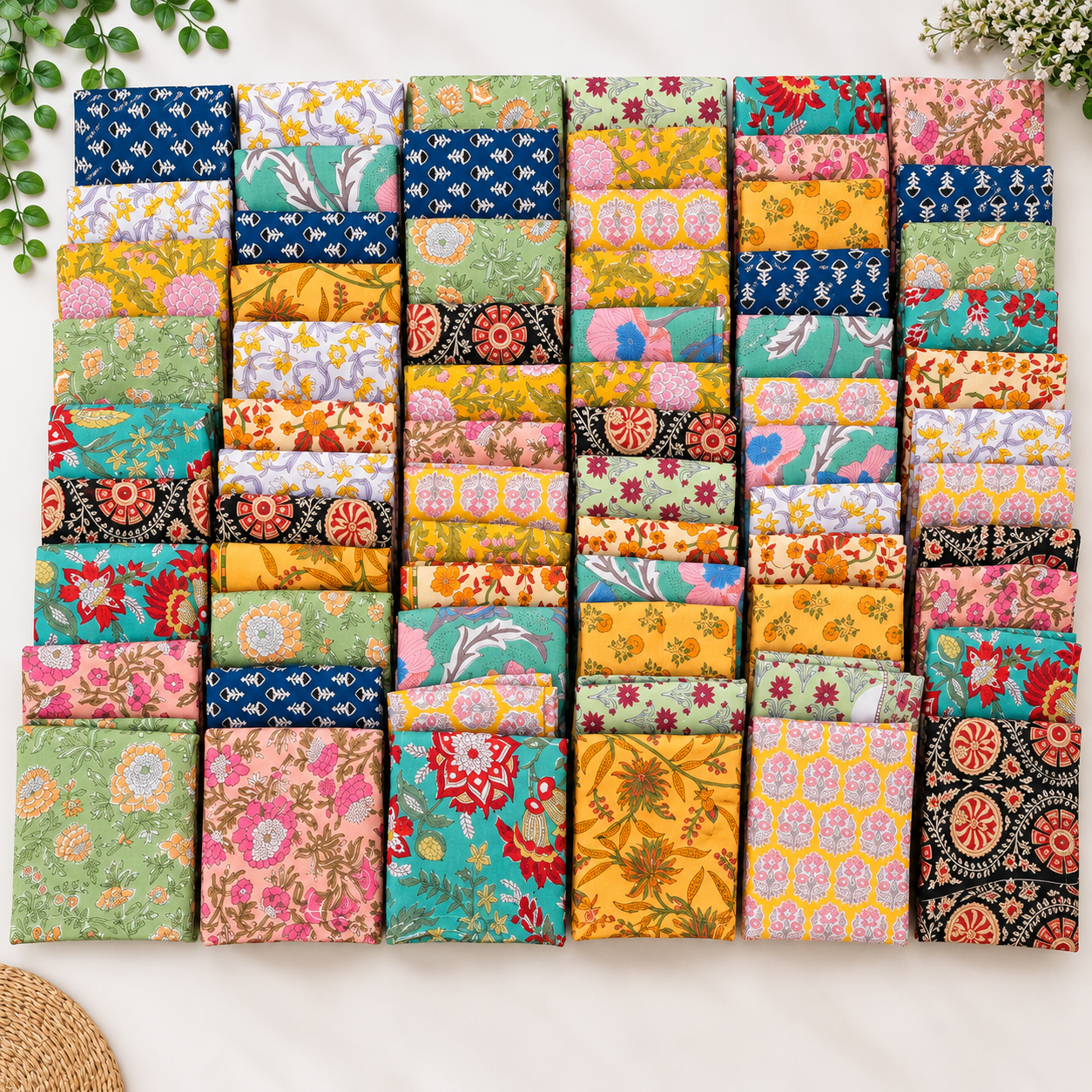 20 Pcs Cotton Napkins 16x16 Inches – Floral Block Print Cloth Dinner Napkins – Multicolor Assorted Table Napkin Set - Image 4
