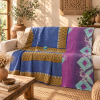 Vintage Handmade Kantha Quilt – Royal Blue & Purple Recycled Sari Throw | Reversible Indian Boho Bedspread