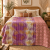 Vintage Purple Kantha Quilt – Handmade Recycled Sari Indian Bedspread, Reversible Boho Throw Blanket - Image 2