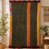 Black Vintage Kantha Curtain – Handmade Cotton Patchwork Boho Indian Window Door Curtain – 1 Pc - Image 3