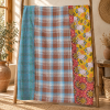 Vintage Mustard Yellow & Red Kantha Quilt 60x90 Inches – Handmade Floral Cotton Bedspread - Image 5