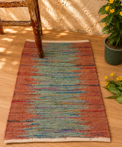 Alternative view of Handmade Cotton Chindi Rag Rug – Assorted Boho Woven & Tufted Floor Mat – Multicolor Recycled Fabric Rug