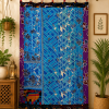 Blue Vintage Kantha Curtain – Handmade Cotton Patchwork Boho Indian Window Door Curtain – 1 Pc - Image 2