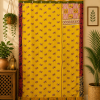 Yellow Vintage Kantha Curtain – Handmade Cotton Patchwork Boho Indian Window Door Curtain – 1 Pc - Image 3