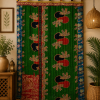 Green Vintage Kantha Curtain – Handmade Cotton Patchwork Boho Indian Window Door Curtain – 1 Pc - Image 5