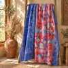 Vintage Handmade Kantha Quilt – Blue & Burgundy Floral Recycled Sari Bed Throw | Reversible Indian Kantha Blanket - Image 5