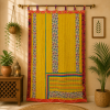 Yellow Vintage Kantha Curtain – Handmade Cotton Patchwork Boho Indian Window Door Curtain – 1 Pc - Image 4