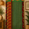 Green Vintage Kantha Curtain – Handmade Cotton Patchwork Boho Indian Window Door Curtain – 1 Pc - Image 3
