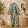 Light Green Floral Paisley Long Kimono Robe – Boho Printed Maxi Kimono Jacket for Women Colour - Image 5
