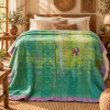 Emerald Green Vintage Kantha Quilt 60 x 90 Inches – Handmade Cotton Bedspread Throw – One of a Kind - Image 2