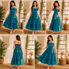 Royal Blue & Green Floral Maxi Dress – Strapless Smocked Boho Tiered Summer Dress - Image 6