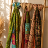 Vintage Kantha Patchwork Scarf Set – Handmade Recycled Cotton Boho Indian Shawl Wrap – 5 Pcs - Image 3