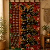 Black Vintage Kantha Curtain – Handmade Cotton Patchwork Boho Indian Window Door Curtain – 1 Pc - Image 2