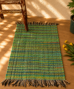 Alternative view of Handmade Cotton Chindi Rag Rug – Assorted Boho Woven & Tufted Floor Mat – Multicolor Recycled Fabric Rug