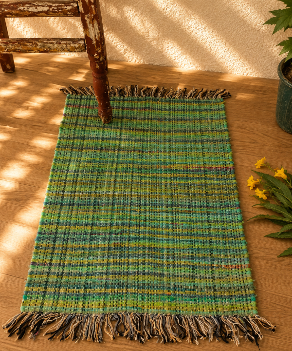 Alternative view of Handmade Cotton Chindi Rag Rug – Assorted Boho Woven & Tufted Floor Mat – Multicolor Recycled Fabric Rug