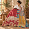 Vintage Red Kantha Quilt – Handmade Recycled Sari Cotton Patchwork Bedspread Boho Throw, MN-VKQ-TW-1344 - Image 3