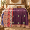 Vintage Purple Kantha Quilt 60x90 Inches – Handmade Cotton Boho Bedspread Throw - Image 2