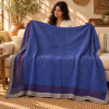 Royal Blue Vintage Kantha Quilt 60 x 90 Inches – Handmade Cotton Bedspread Throw – One of a Kind - Image 3