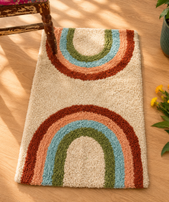Handmade Cotton Chindi Rag Rug – Assorted Boho Woven & Tufted Floor Mat – Multicolor Recycled Fabric Rug