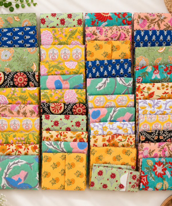 Alternative view of 20 Pcs Cotton Napkins 18x18 Inches – Handmade Floral Block Print Cloth Napkins – Multicolor Assorted Dinner Napkin Set