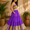 Purple Yellow & Beige Maxi Dress – Strapless Smocked Tiered Boho Printed Summer Dress - Image 5