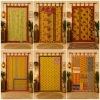 Yellow Vintage Kantha Curtain – Handmade Cotton Patchwork Boho Indian Window Door Curtain – 1 Pc
