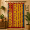 Yellow Vintage Kantha Curtain – Handmade Cotton Patchwork Boho Indian Window Door Curtain – 1 Pc - Image 3