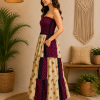 Pink Navy Blue & Cream Patchwork Maxi Dress – Strapless Smocked Tiered Boho Summer Dress - Image 4
