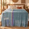 Vintage Blue Kantha Quilt – Handmade Cotton Patchwork Bedspread, Boho Throw 60 x 90 Inches - Image 2